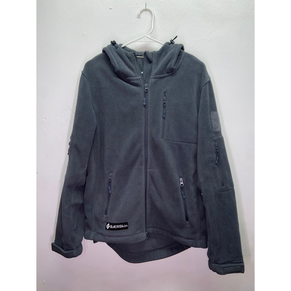 Baerskin Tactical Gray Fleece Full Zip Outdoor Jacket Hoodie B1.0 Mens M Pockets